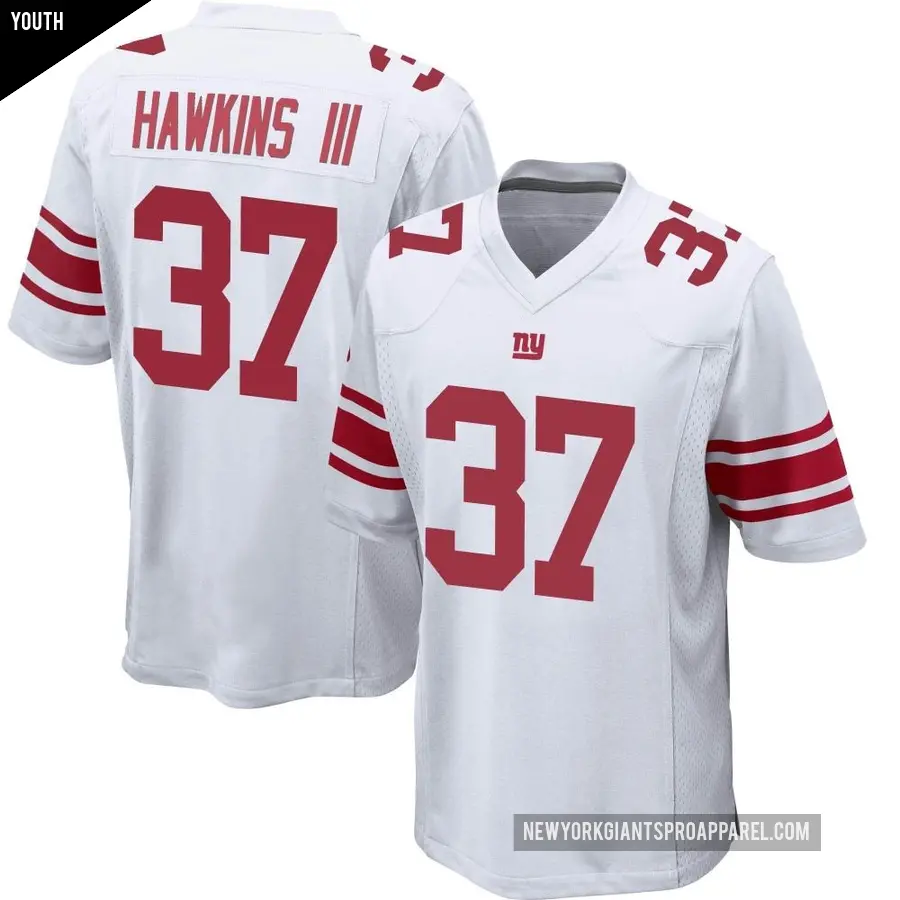 Youth New York Giants ＃37 Tre Hawkins III White Game Jersey