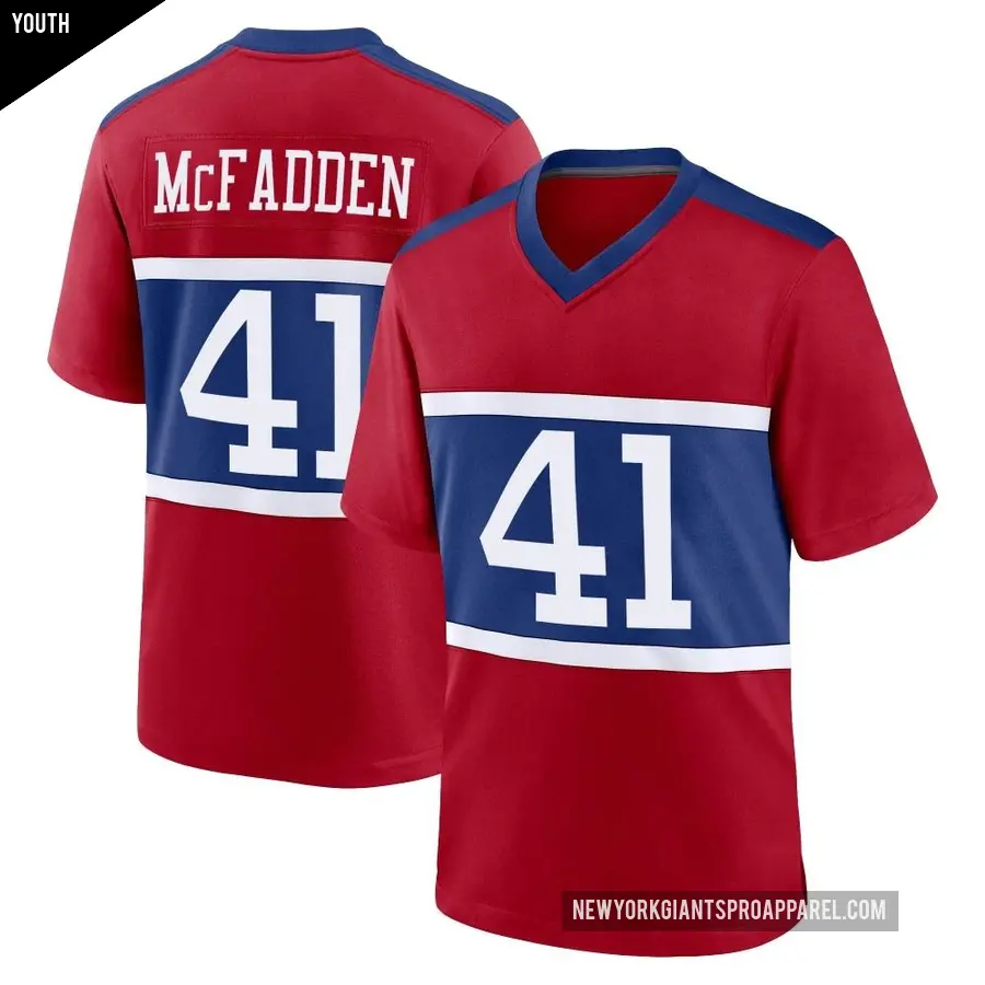Youth New York Giants ＃41 Micah McFadden Red Game Century Alternate Jersey