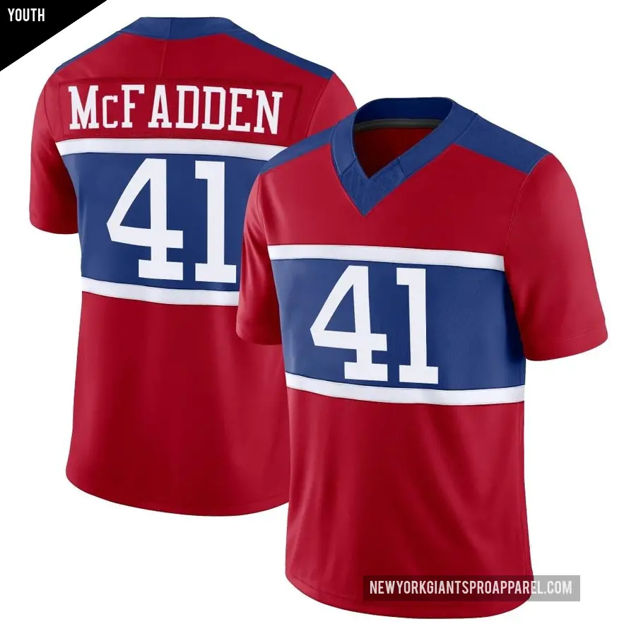Youth New York Giants ＃41 Micah McFadden Red Limited Century Alternate Vapor F.U.S.E. Jersey
