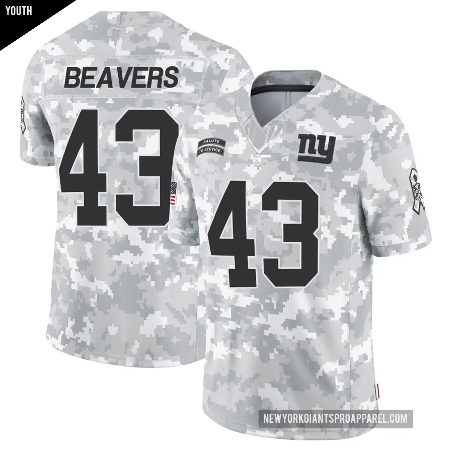 Youth New York Giants ＃43 Darrian Beavers Arctic Camo Limited 2024 Salute to Service Jersey