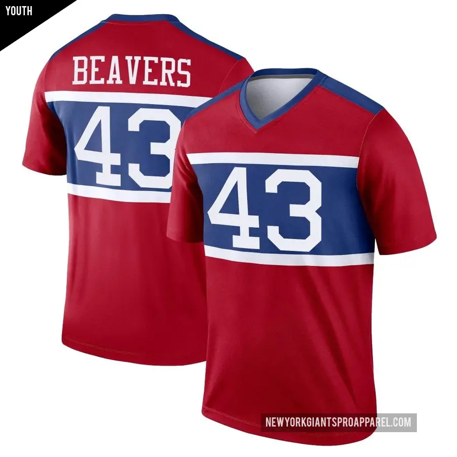Youth New York Giants ＃43 Darrian Beavers Red Legend Century Alternate Jersey