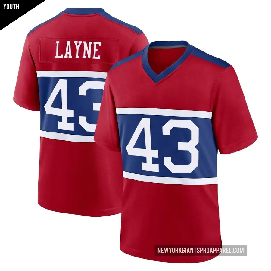 Youth New York Giants ＃43 Raheem Layne Red Game Century Alternate Jersey