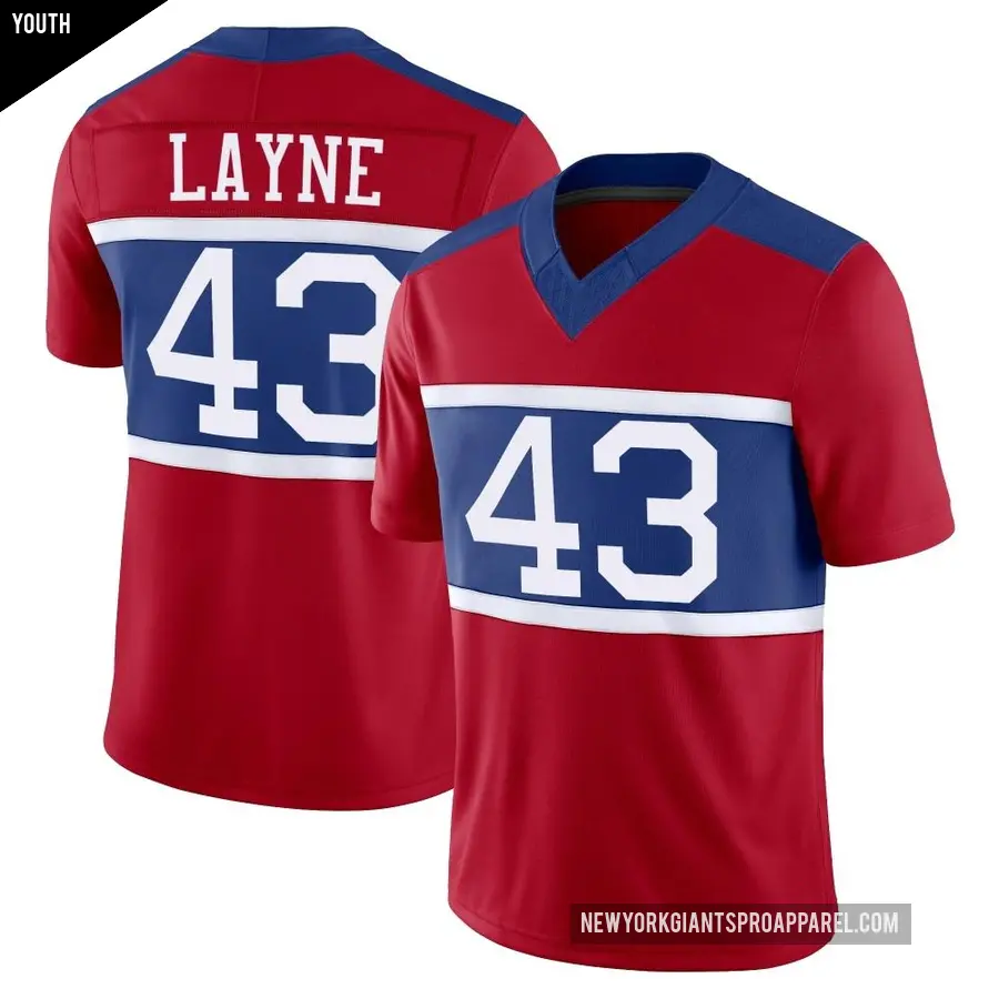 Youth New York Giants ＃43 Raheem Layne Red Limited Century Alternate Vapor F.U.S.E. Jersey