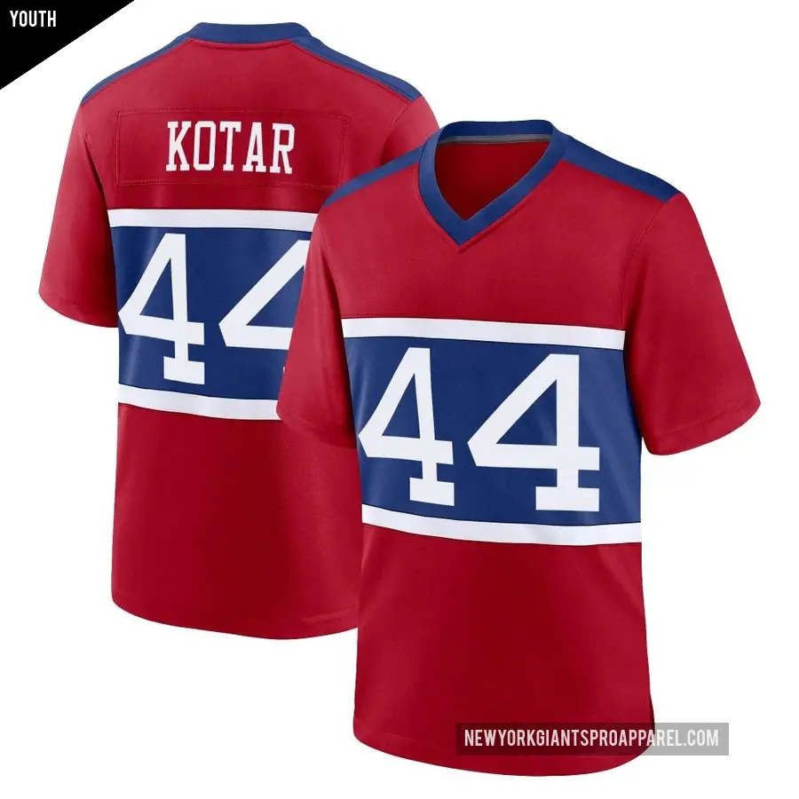 Youth New York Giants ＃44 Doug Kotar Red Game Century Alternate Jersey
