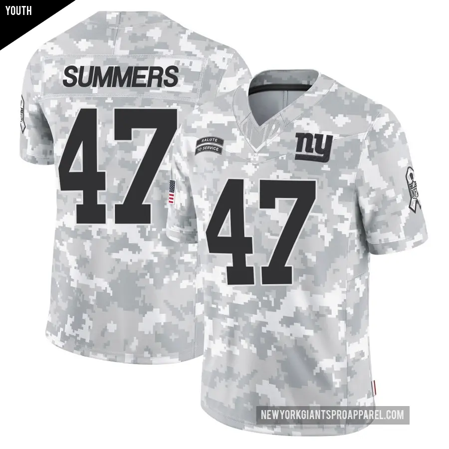 Youth New York Giants ＃47 Ty Summers Arctic Camo Limited 2024 Salute to Service Jersey