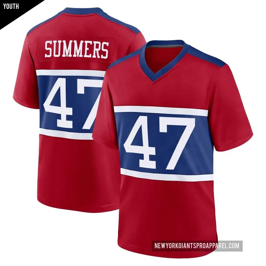 Youth New York Giants ＃47 Ty Summers Red Game Century Alternate Jersey