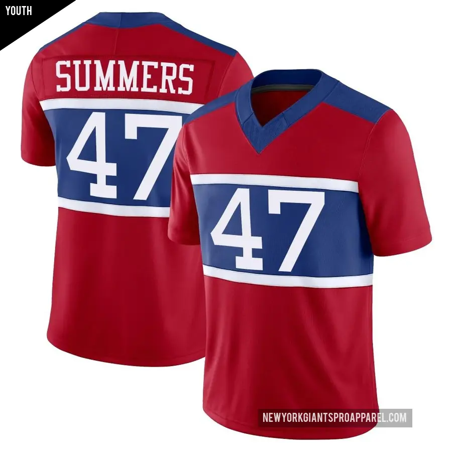 Youth New York Giants ＃47 Ty Summers Red Limited Century Alternate Vapor F.U.S.E. Jersey