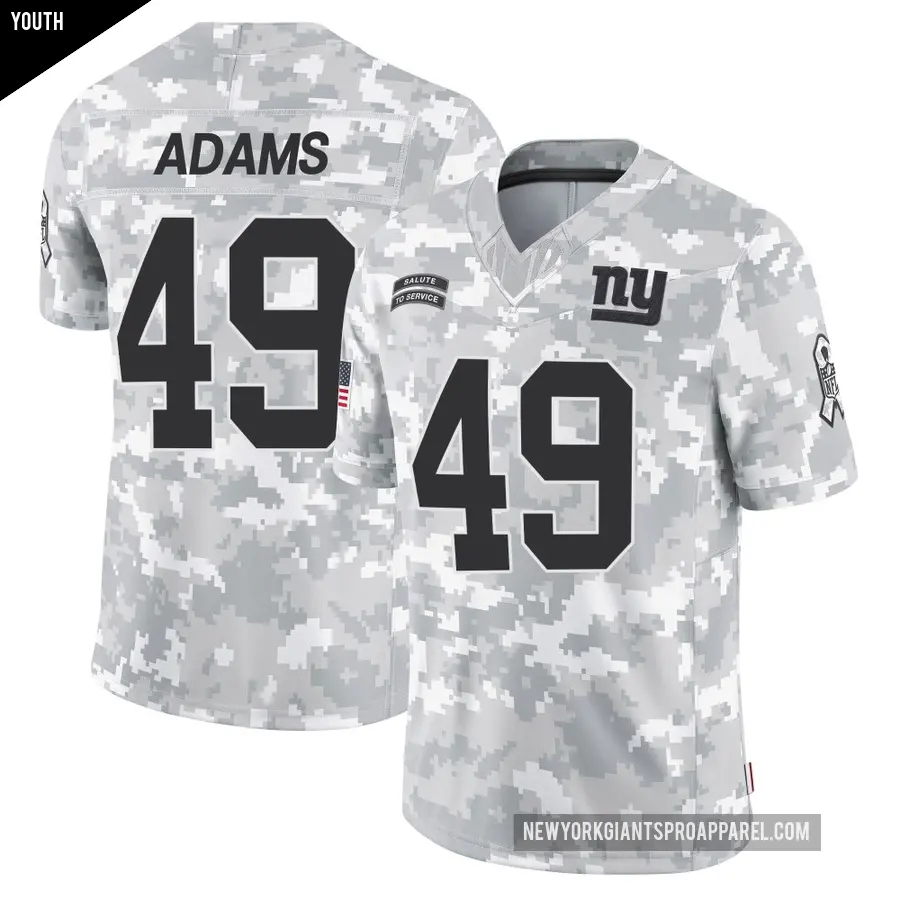 Youth New York Giants ＃49 Matthew Adams Arctic Camo Limited 2024 Salute to Service Jersey