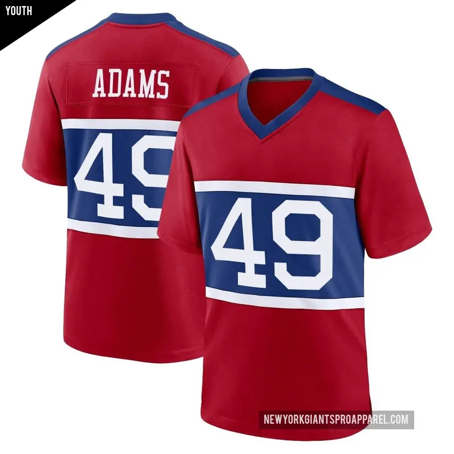 Youth New York Giants ＃49 Matthew Adams Red Game Century Alternate Jersey