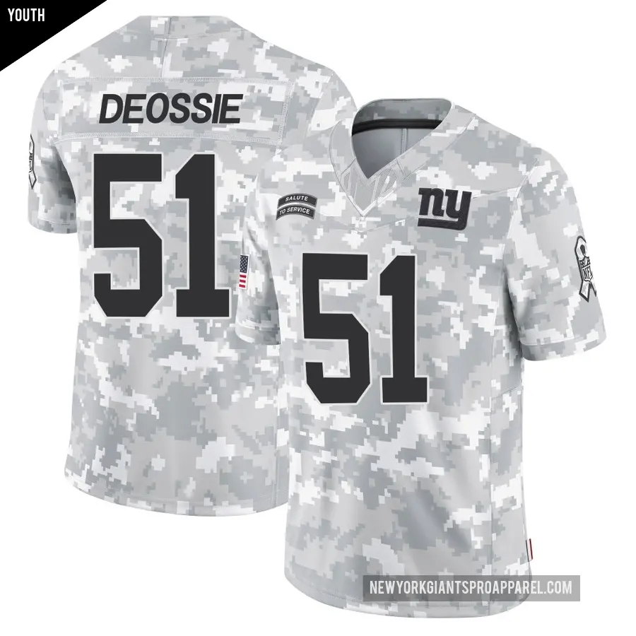 Youth New York Giants ＃51 Zak DeOssie Arctic Camo Limited 2024 Salute to Service Jersey
