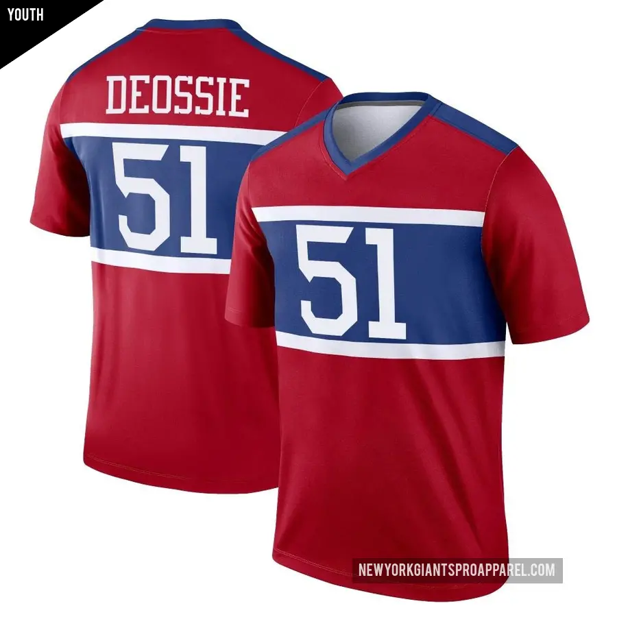 Youth New York Giants ＃51 Zak DeOssie Red Legend Century Alternate Jersey