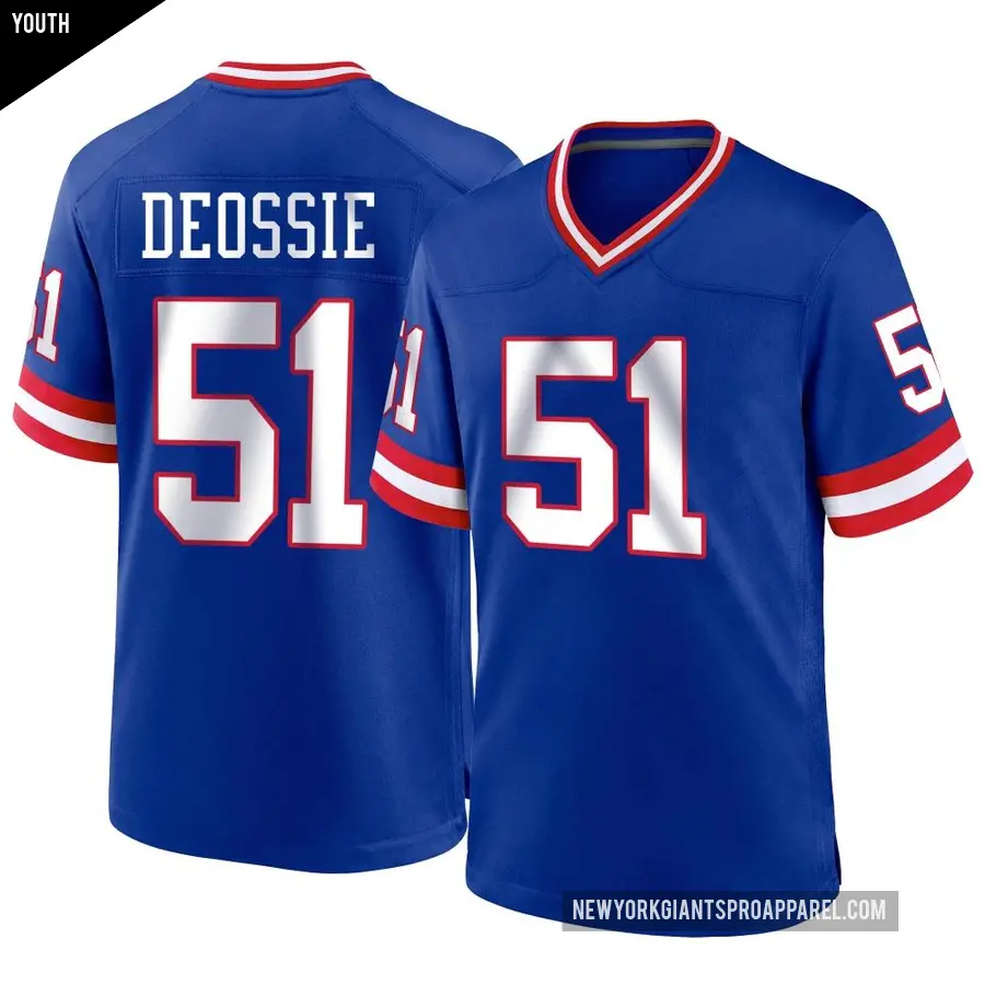 Youth New York Giants ＃51 Zak DeOssie Royal Game Classic Jersey