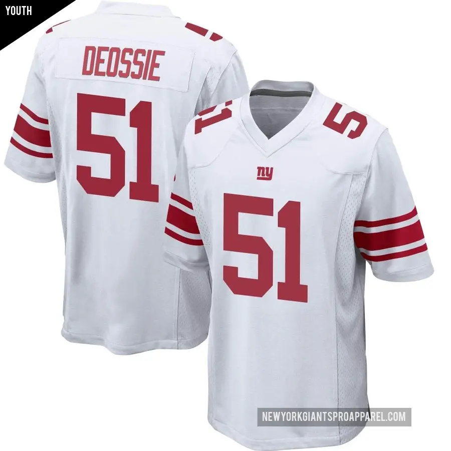 Youth New York Giants ＃51 Zak DeOssie White Game Jersey