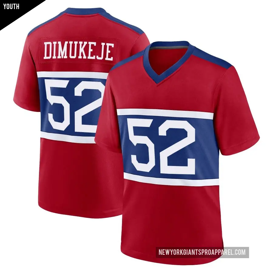 Youth New York Giants ＃52 Victor Dimukeje Red Game Century Alternate Jersey
