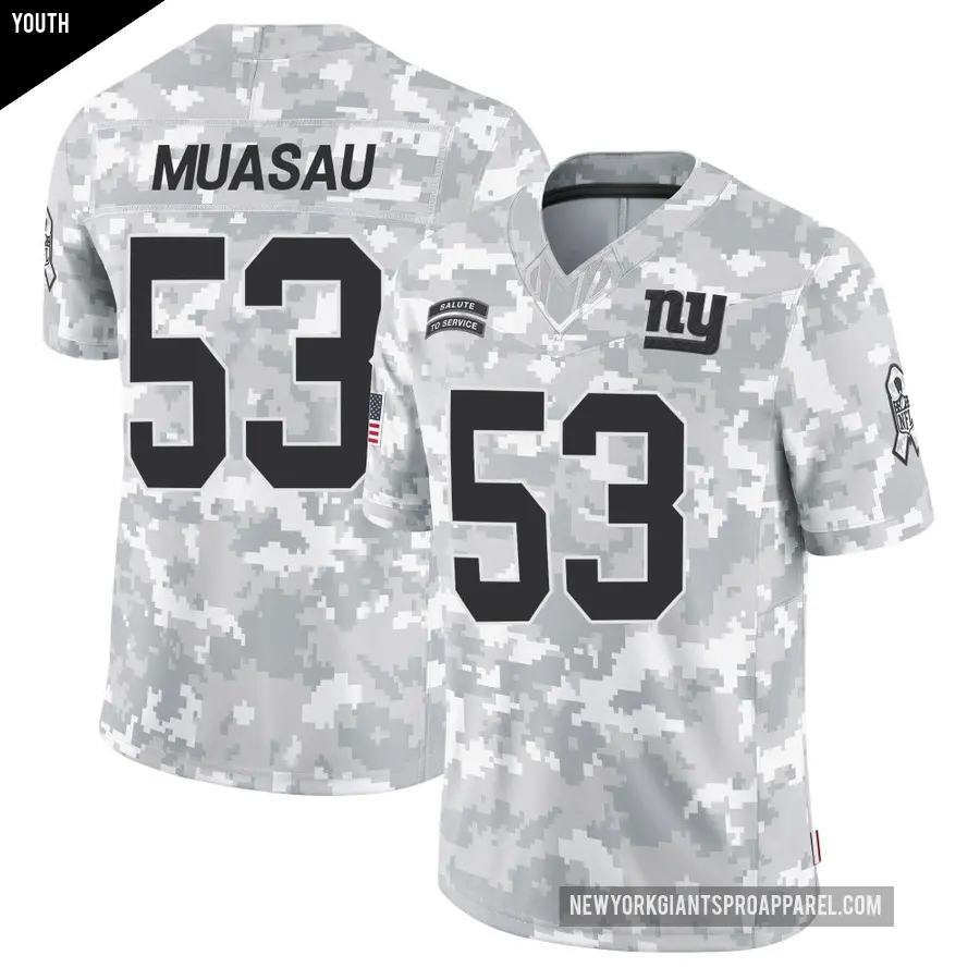 Youth New York Giants ＃53 Darius Muasau Arctic Camo Limited 2024 Salute to Service Jersey