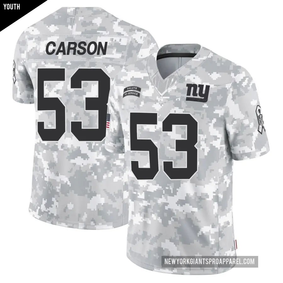 Youth New York Giants ＃53 Harry Carson Arctic Camo Limited 2024 Salute to Service Jersey