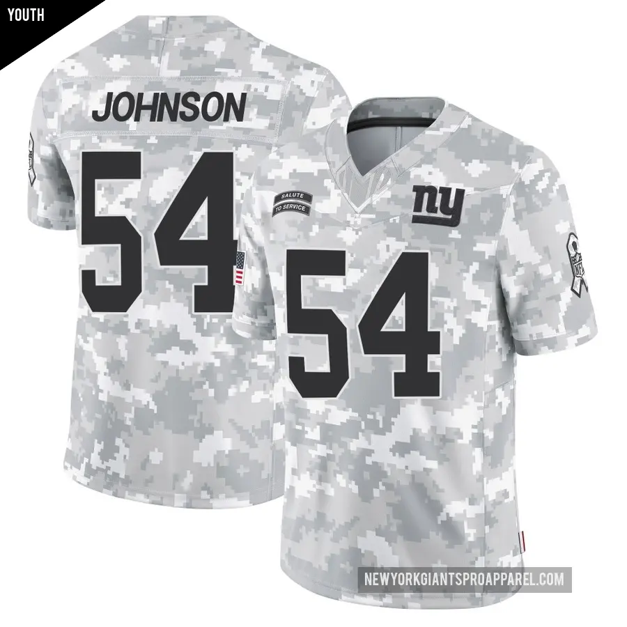 Youth New York Giants ＃54 Dyontae Johnson Arctic Camo Limited 2024 Salute to Service Jersey