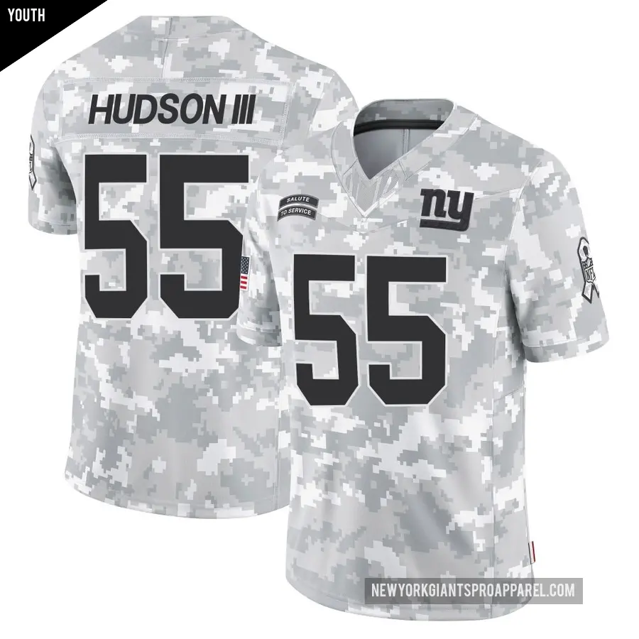 Youth New York Giants ＃55 James Hudson III Arctic Camo Limited 2024 Salute to Service Jersey