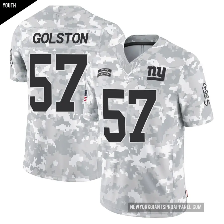Youth New York Giants ＃57 Chauncey Golston Arctic Camo Limited 2024 Salute to Service Jersey