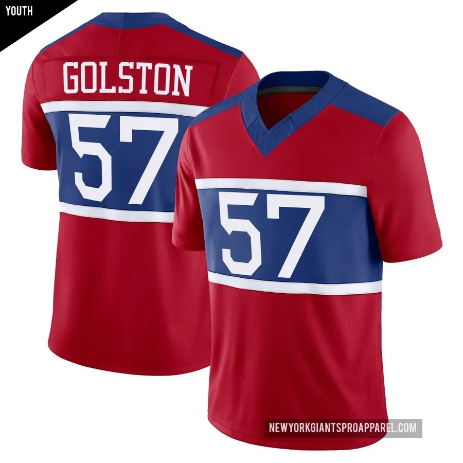 Youth New York Giants ＃57 Chauncey Golston Red Limited Century Alternate Vapor F.U.S.E. Jersey
