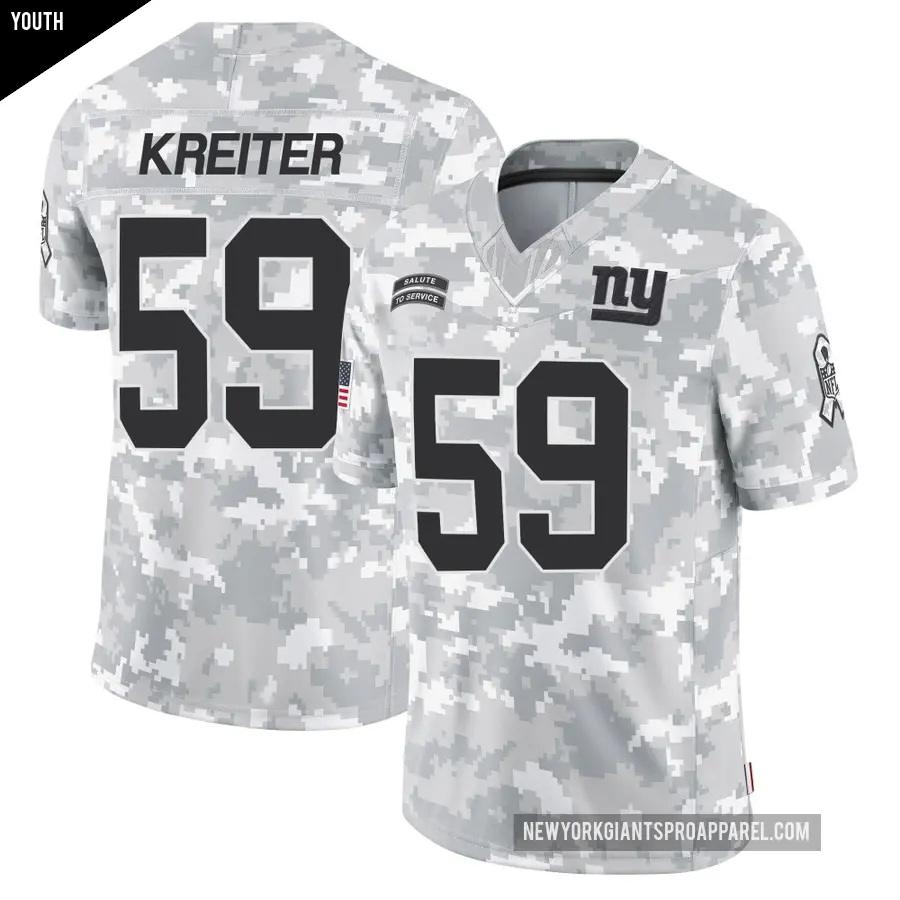 Youth New York Giants ＃59 Casey Kreiter Arctic Camo Limited 2024 Salute to Service Jersey