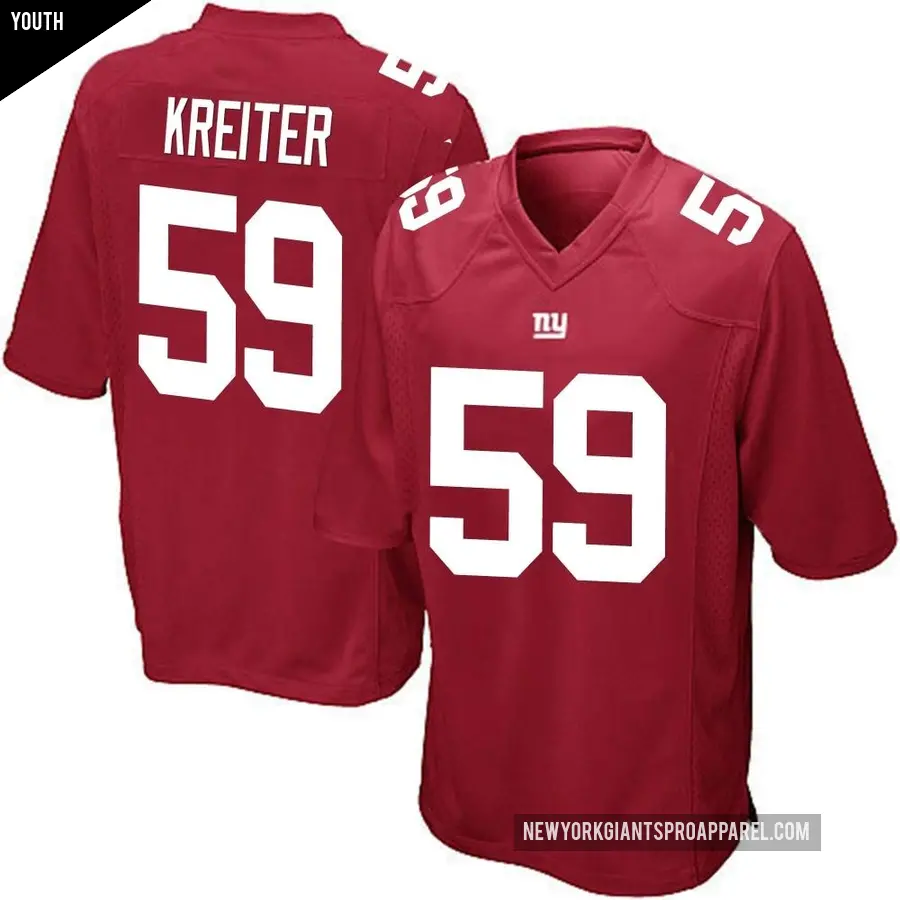 Youth New York Giants ＃59 Casey Kreiter Red Game Alternate Jersey