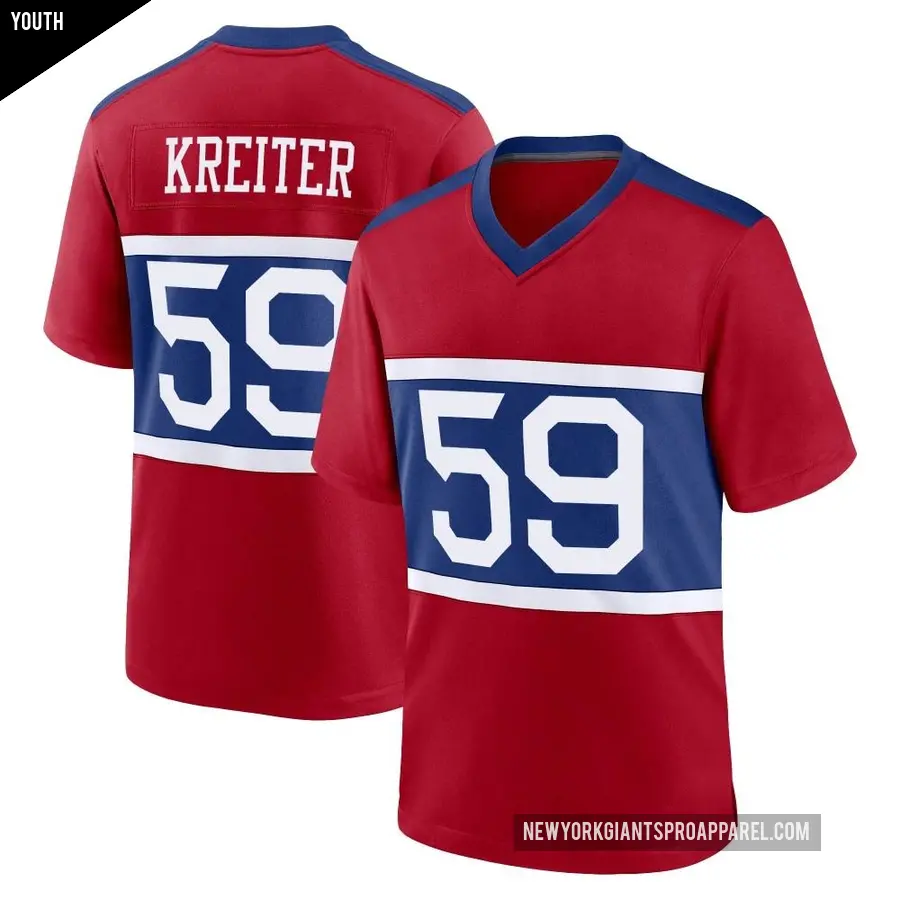 Youth New York Giants ＃59 Casey Kreiter Red Game Century Alternate Jersey