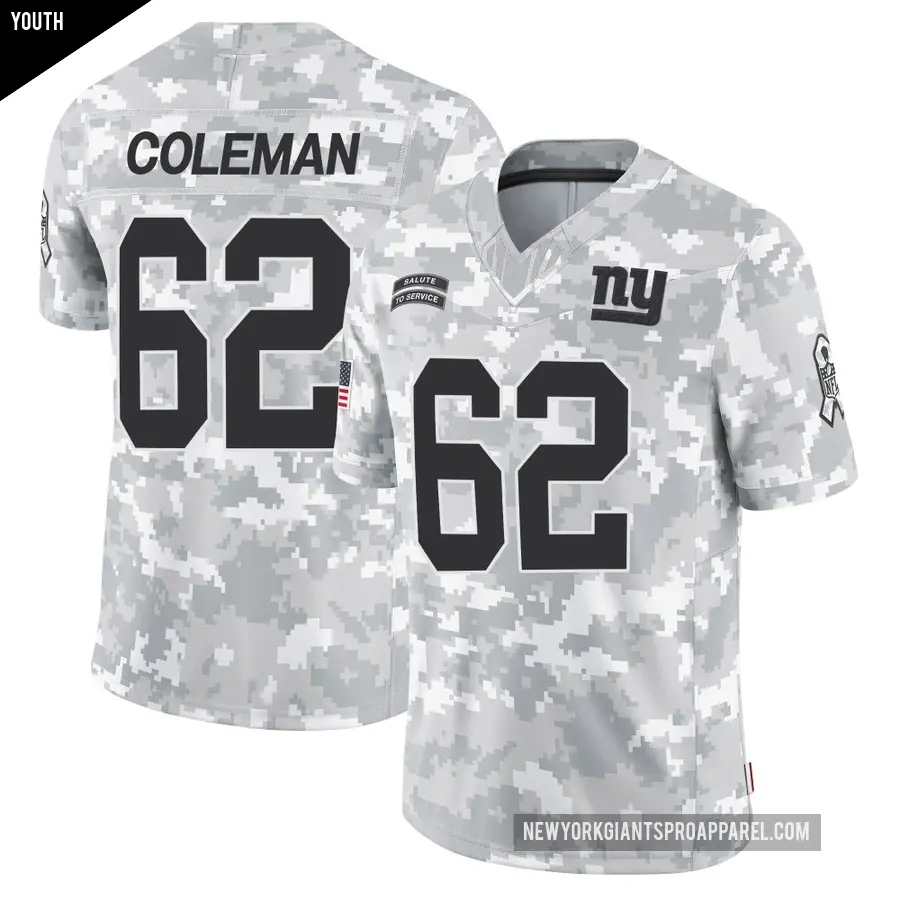 Youth New York Giants ＃62 Davon Coleman Arctic Camo Limited 2024 Salute to Service Jersey