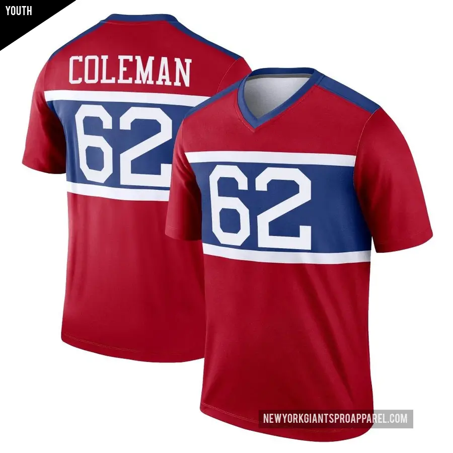 Youth New York Giants ＃62 Davon Coleman Red Legend Century Alternate Jersey