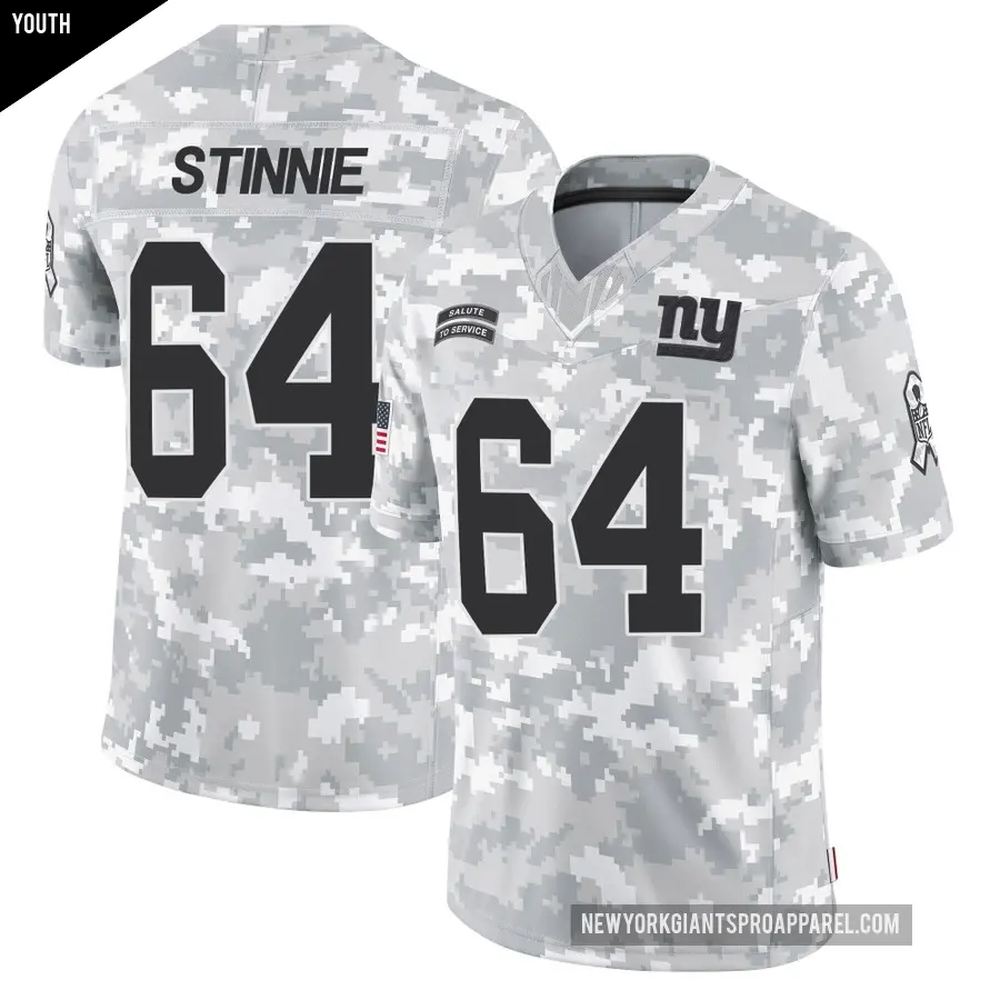 Youth New York Giants ＃64 Aaron Stinnie Arctic Camo Limited 2024 Salute to Service Jersey