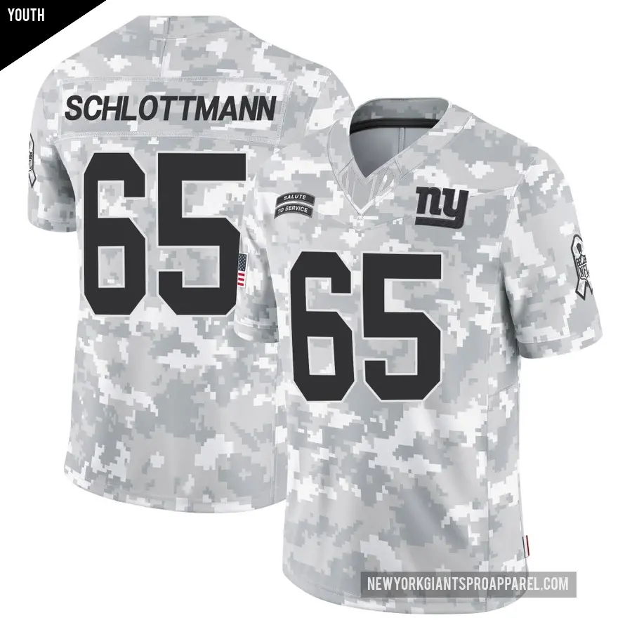 Youth New York Giants ＃65 Austin Schlottmann Arctic Camo Limited 2024 Salute to Service Jersey