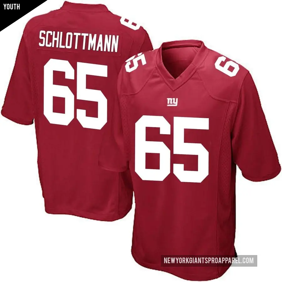 Youth New York Giants ＃65 Austin Schlottmann Red Game Alternate Jersey