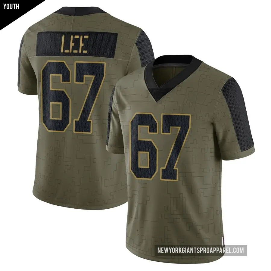 Youth New York Giants ＃67 Ricky Lee Olive Limited 2021 Salute To Service Jersey