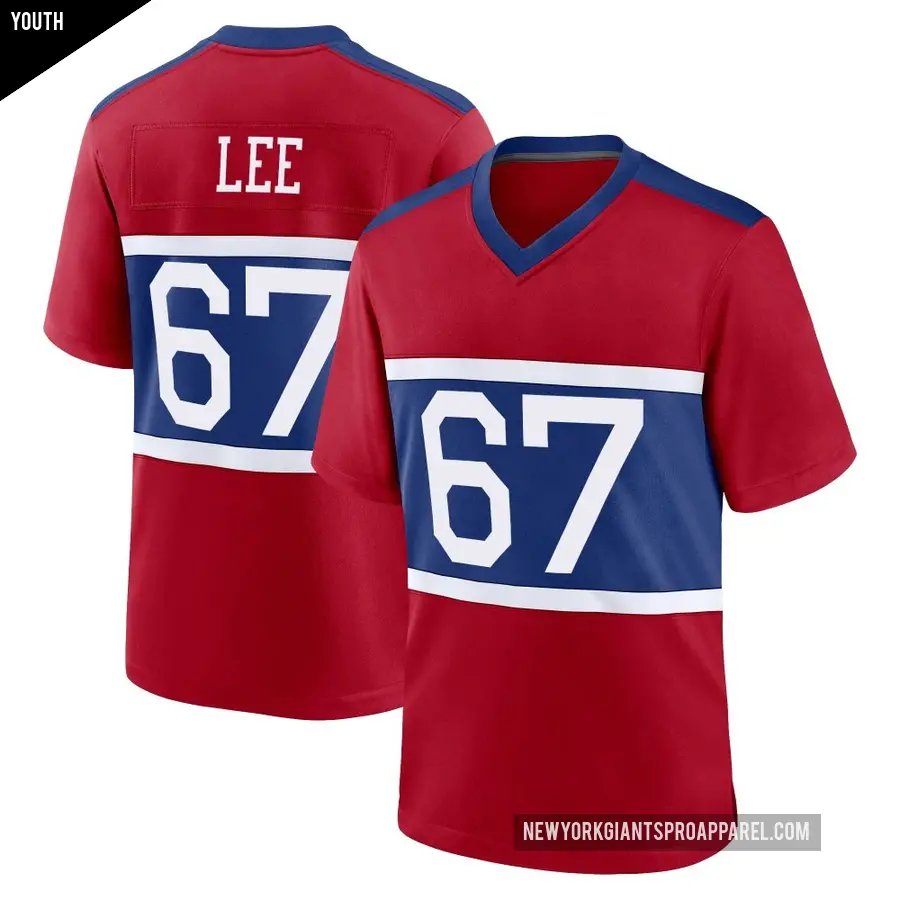 Youth New York Giants ＃67 Ricky Lee Red Game Century Alternate Jersey