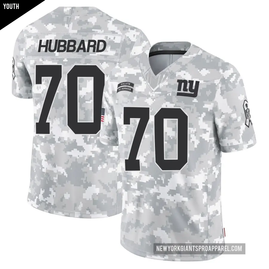 Youth New York Giants ＃70 Chris Hubbard Arctic Camo Limited 2024 Salute to Service Jersey
