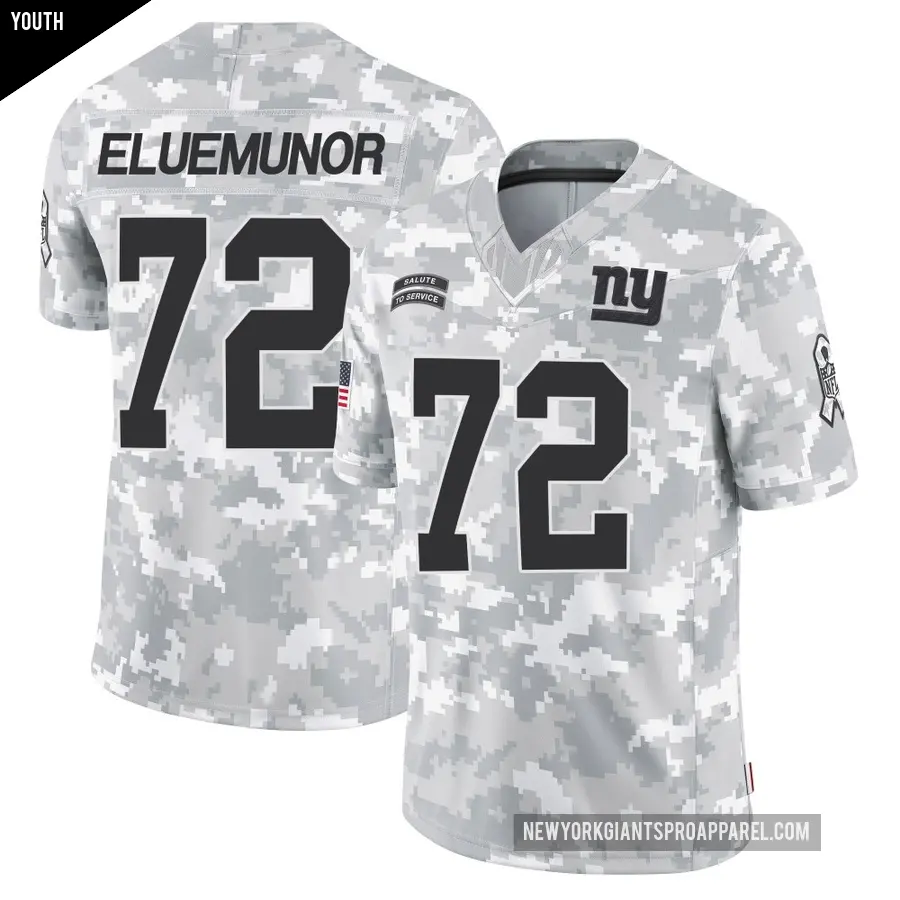 Youth New York Giants ＃72 Jermaine Eluemunor Arctic Camo Limited 2024 Salute to Service Jersey