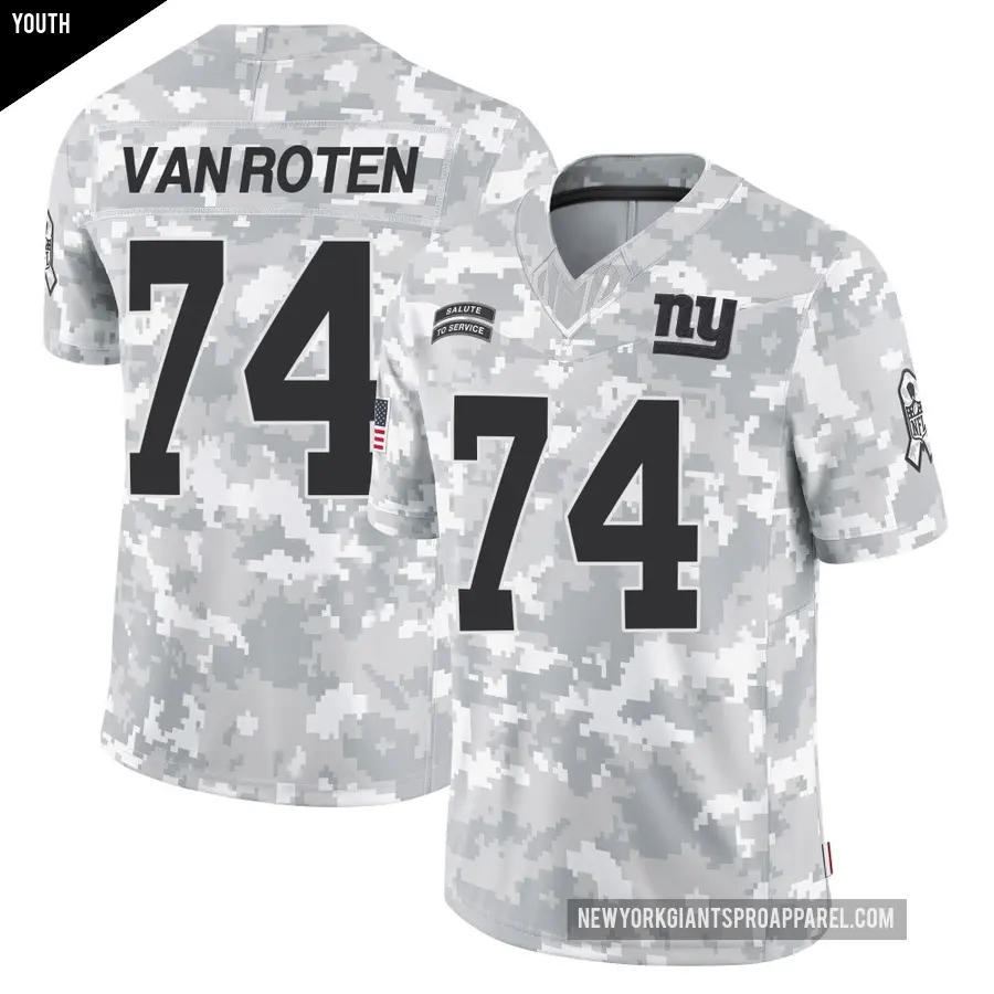 Youth New York Giants ＃74 Greg Van Roten Arctic Camo Limited 2024 Salute to Service Jersey