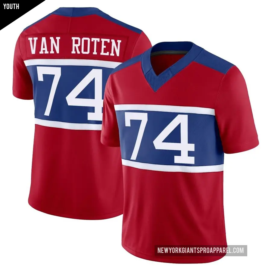 Youth New York Giants ＃74 Greg Van Roten Red Limited Century Alternate Vapor F.U.S.E. Jersey