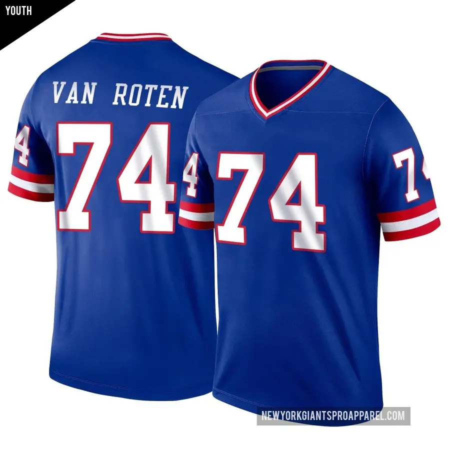 Youth New York Giants ＃74 Greg Van Roten Royal Legend Classic Jersey