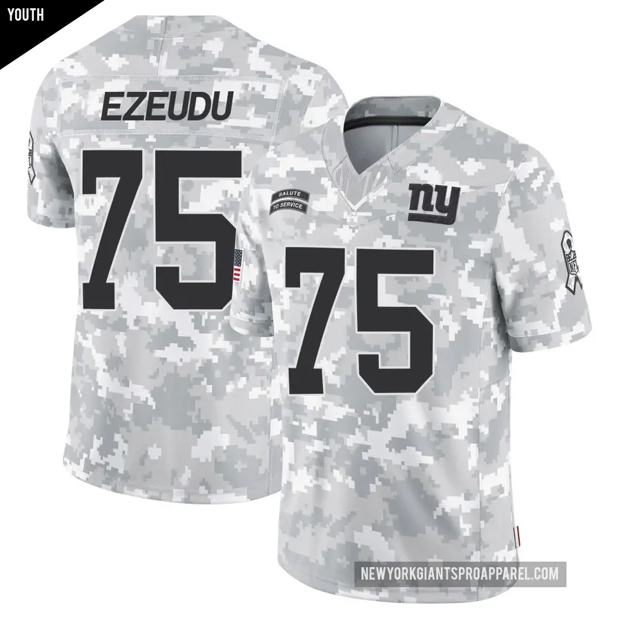 Youth New York Giants ＃75 Joshua Ezeudu Arctic Camo Limited 2024 Salute to Service Jersey