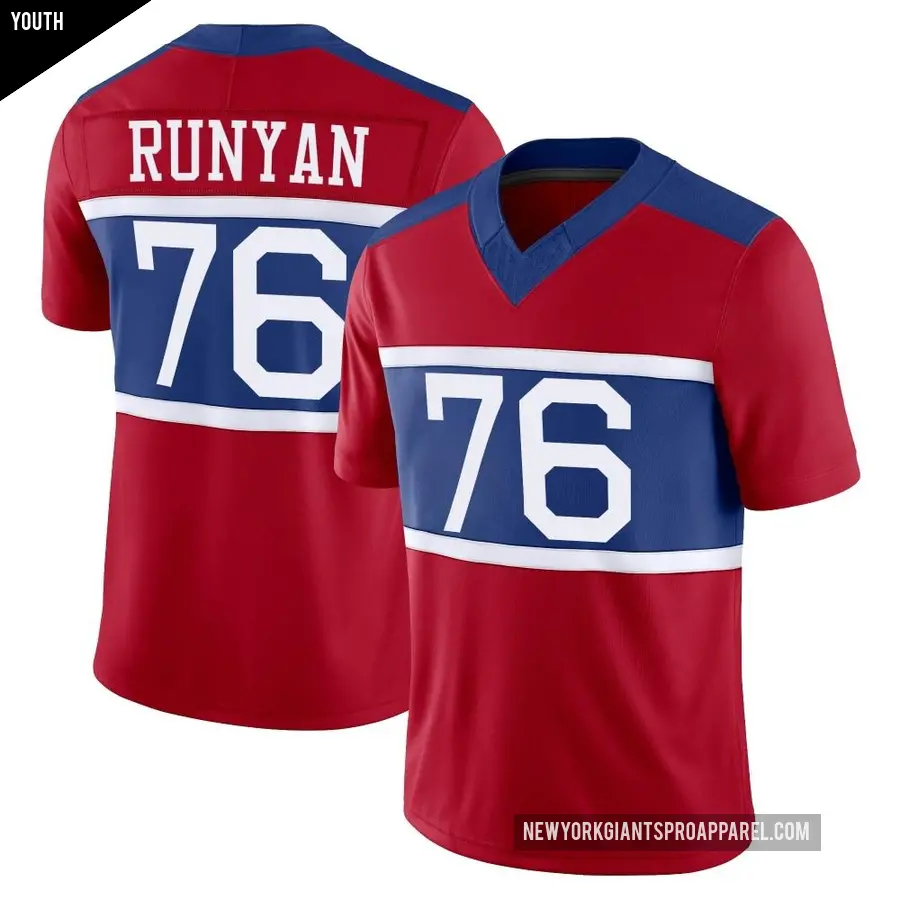 Youth New York Giants ＃76 Jon Runyan Red Limited Century Alternate Vapor F.U.S.E. Jersey