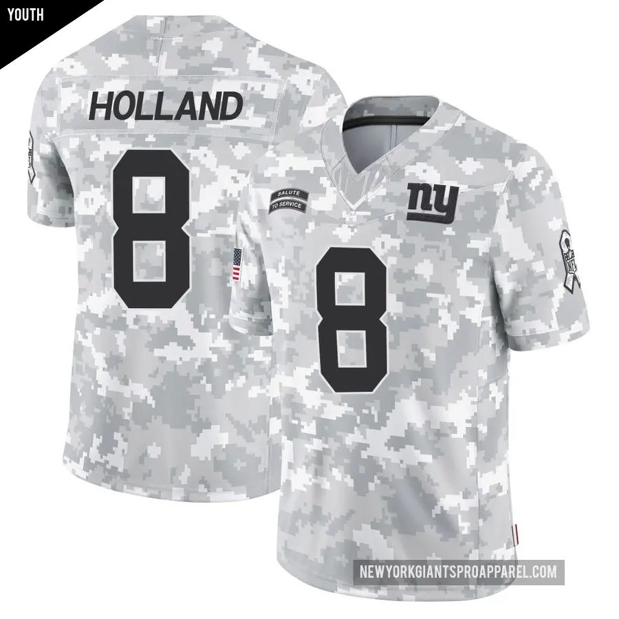 Youth New York Giants ＃8 Jevon Holland Arctic Camo Limited 2024 Salute to Service Jersey