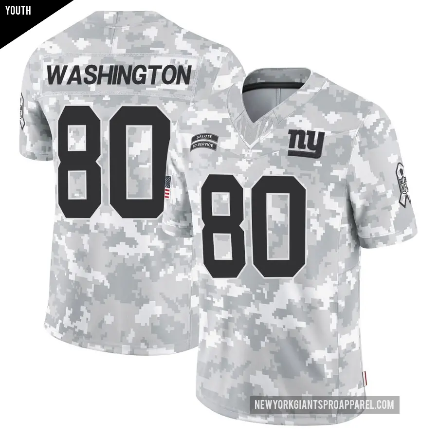 Youth New York Giants ＃80 Montrell Washington Arctic Camo Limited 2024 Salute to Service Jersey