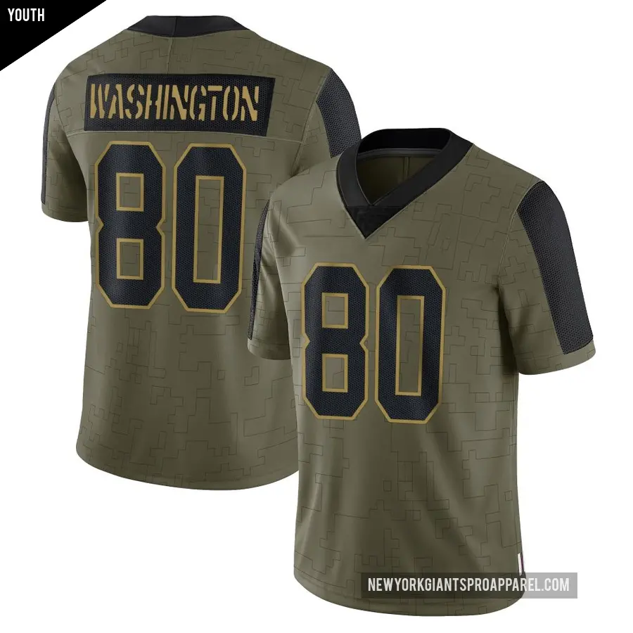 Youth New York Giants ＃80 Montrell Washington Olive Limited 2021 Salute To Service Jersey