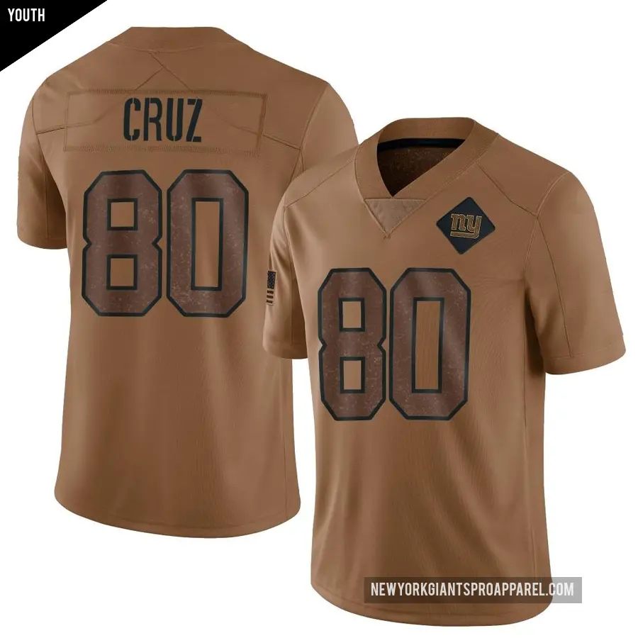 Youth New York Giants ＃80 Victor Cruz Brown Limited 2023 Salute To Service Jersey