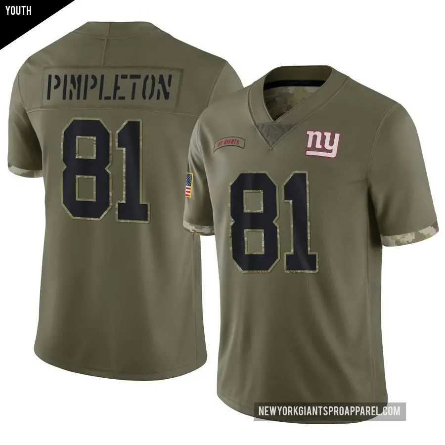 Youth New York Giants ＃81 Kalil Pimpleton Olive Limited 2022 Salute To Service Jersey