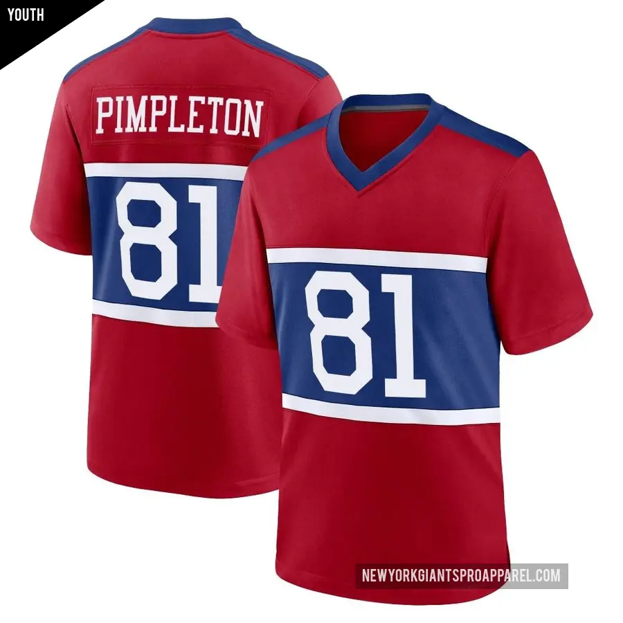 Youth New York Giants ＃81 Kalil Pimpleton Red Game Century Alternate Jersey