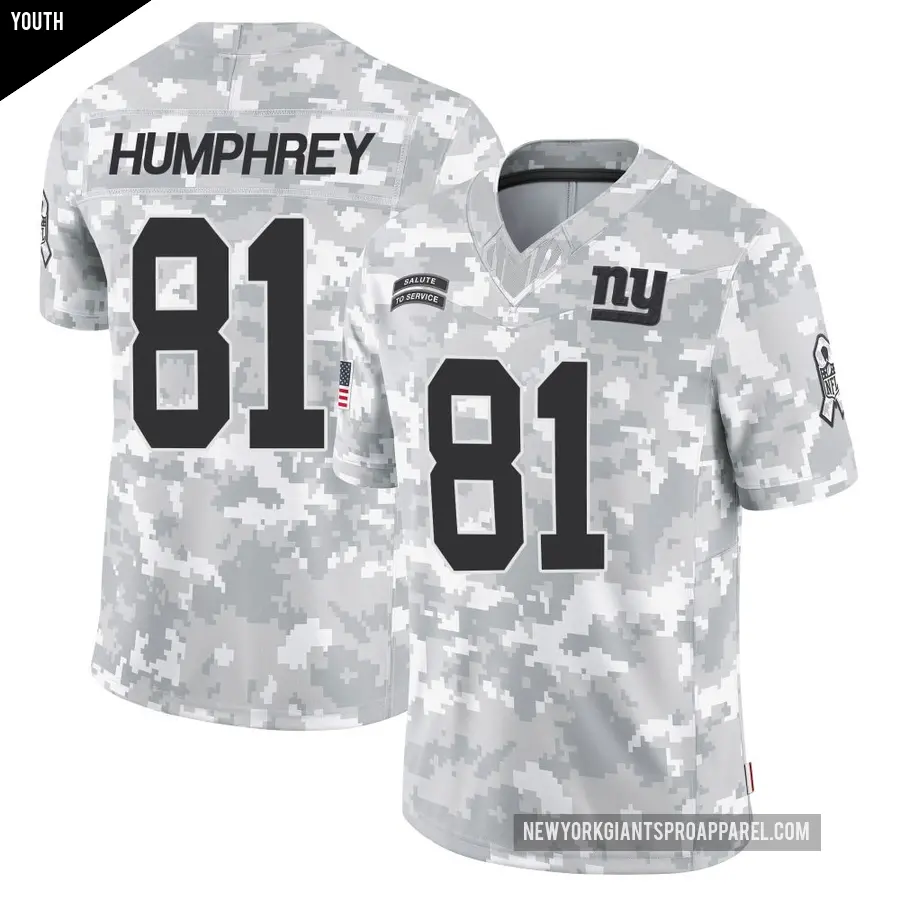 Youth New York Giants ＃81 Lil'Jordan Humphrey Arctic Camo Limited 2024 Salute to Service Jersey