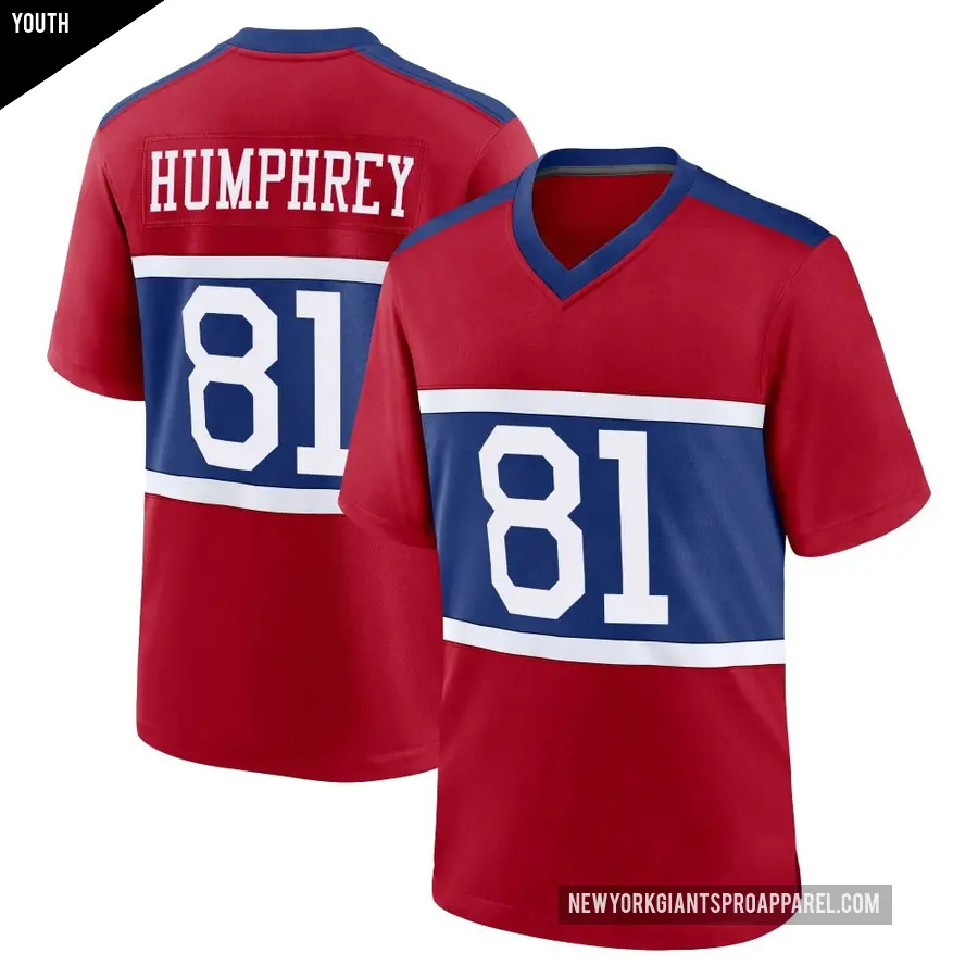 Youth New York Giants ＃81 Lil'Jordan Humphrey Red Game Century Alternate Jersey