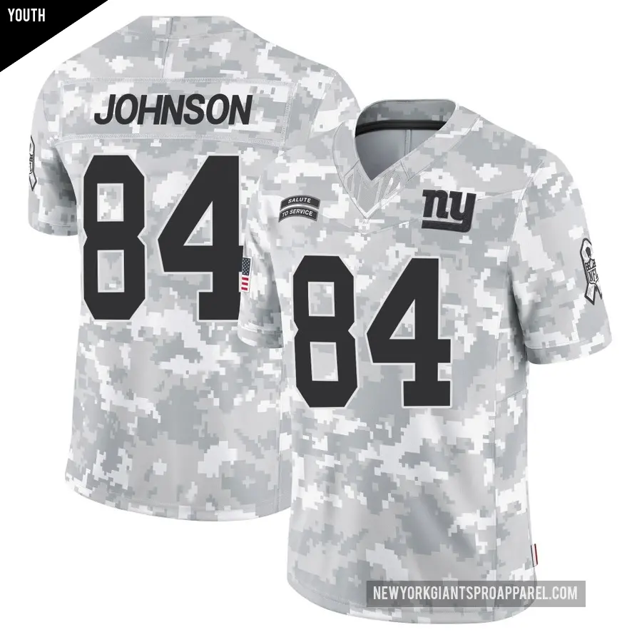 Youth New York Giants ＃84 Theo Johnson Arctic Camo Limited 2024 Salute to Service Jersey